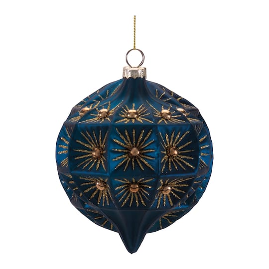 Melrose Blue Glass Round Ornaments Set